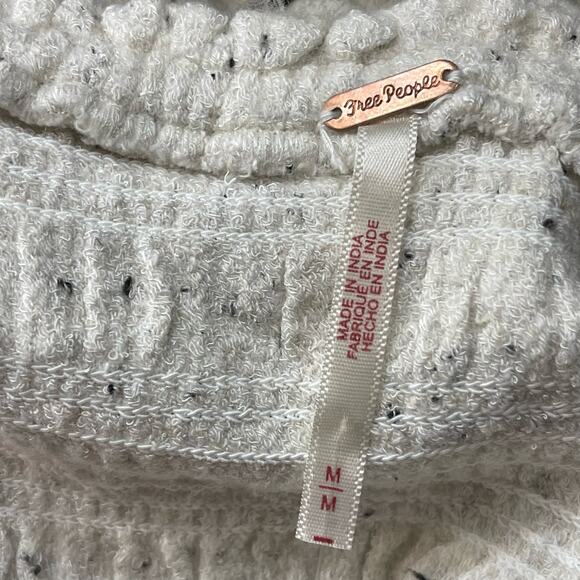 Free People Maggie Medium Embroidered Top Square Neck Smocked Puff Sleeves Ivory - Picture 10 of 12